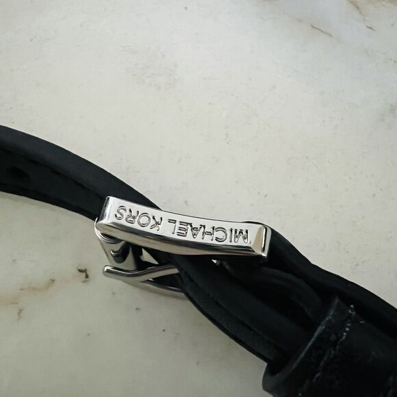 MICHAEL KORS Jet Set Travel Black Leather Large Messenger Crossbody Bag - Picture 7 of 10